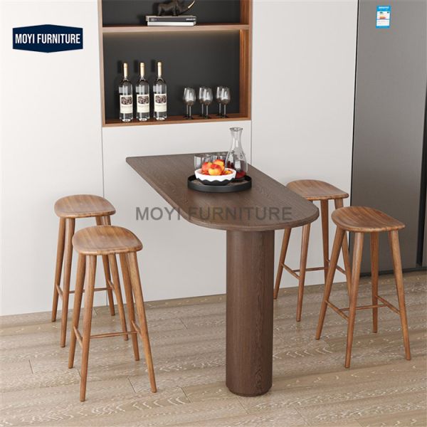 MOYI Nordic Modern Solid Wood Bar Stools with High-Legs Simple Home Island Restaurant Living Room Use Bar Chairs
