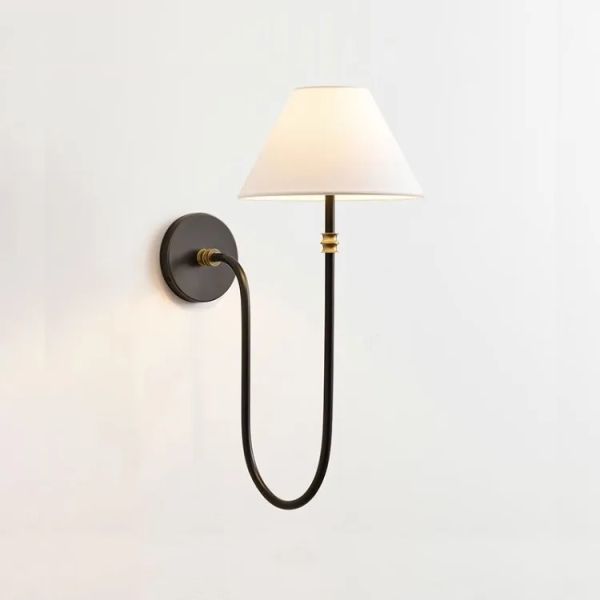 Retro Balcony Rural Bedroom Bedside Study Fabric Lampshade Collins Wall Light(WH-OR-261)