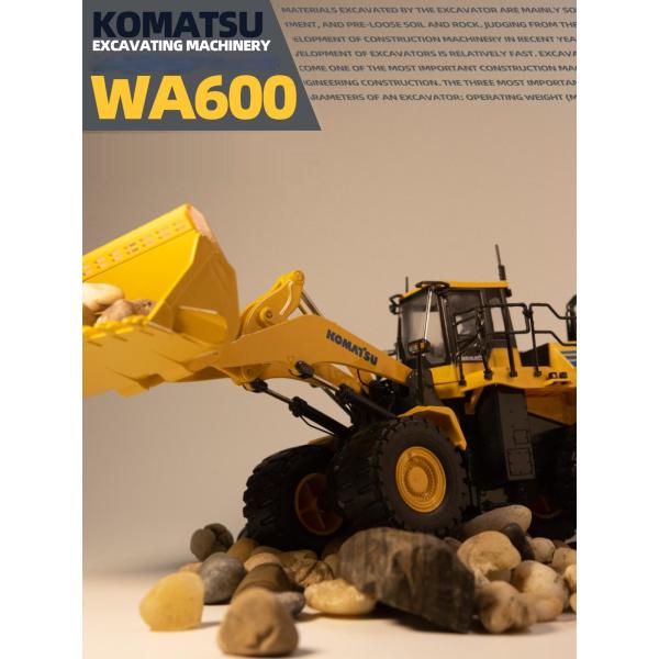 1/50 Komatsu WA600 Wheel Loader Alloy Diecast Model Construction Vehicle UH Series