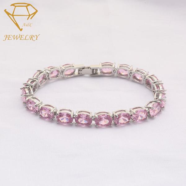 Oval Crystal Diamond Women's Bracelets 6.7 Inches AAA Cubic Zirconia