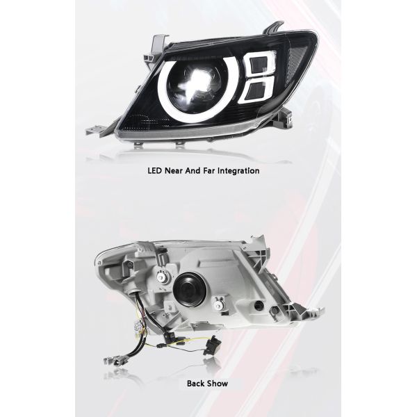 Demillon Front Headlight Assembly Modified LED Daytime Running Light Lens 2008-2012 for Toyota Hilux Vigo