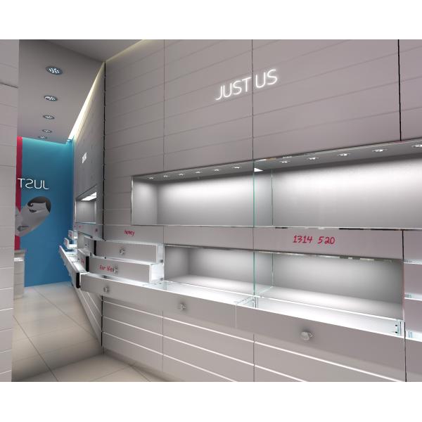 Pink / Red Locking Jewelry Display Case For Jewellery Shop Interior Design