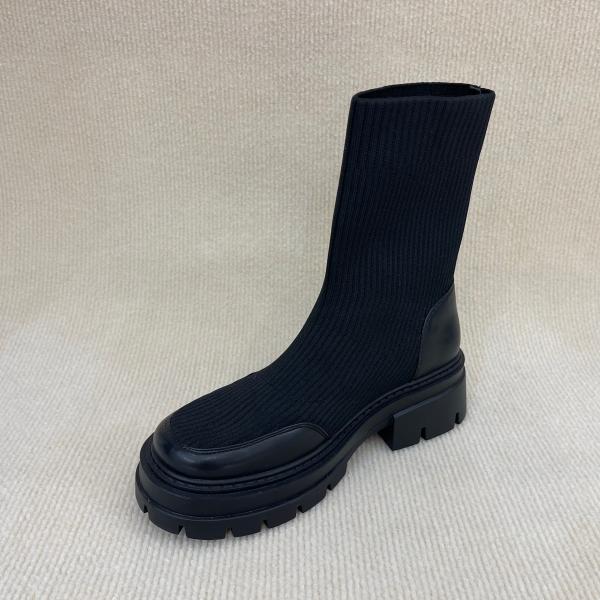 Heightening Black Lycra Ankle Boots Indoor Outdoor Ladies Black Ankle Boots