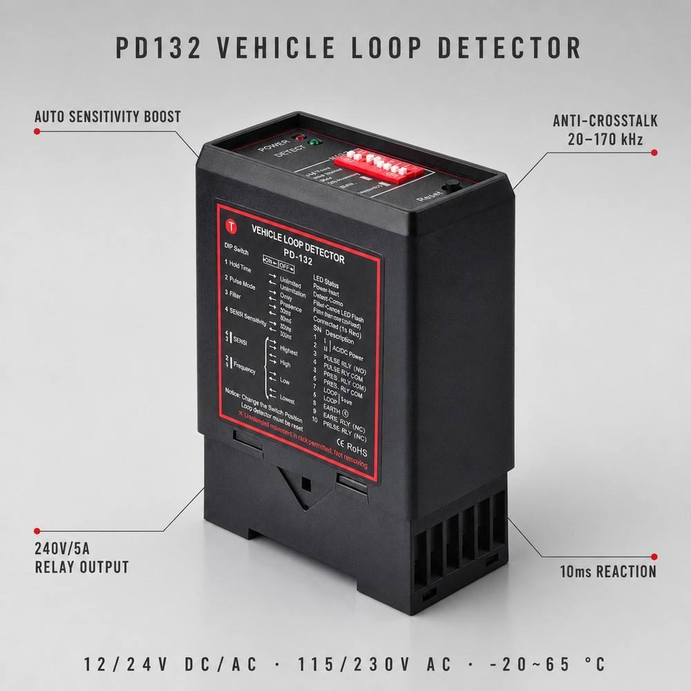 220V/110V Single Channel Vehicle Loop Detector with 10ms Reaction Time for Parking Access Control