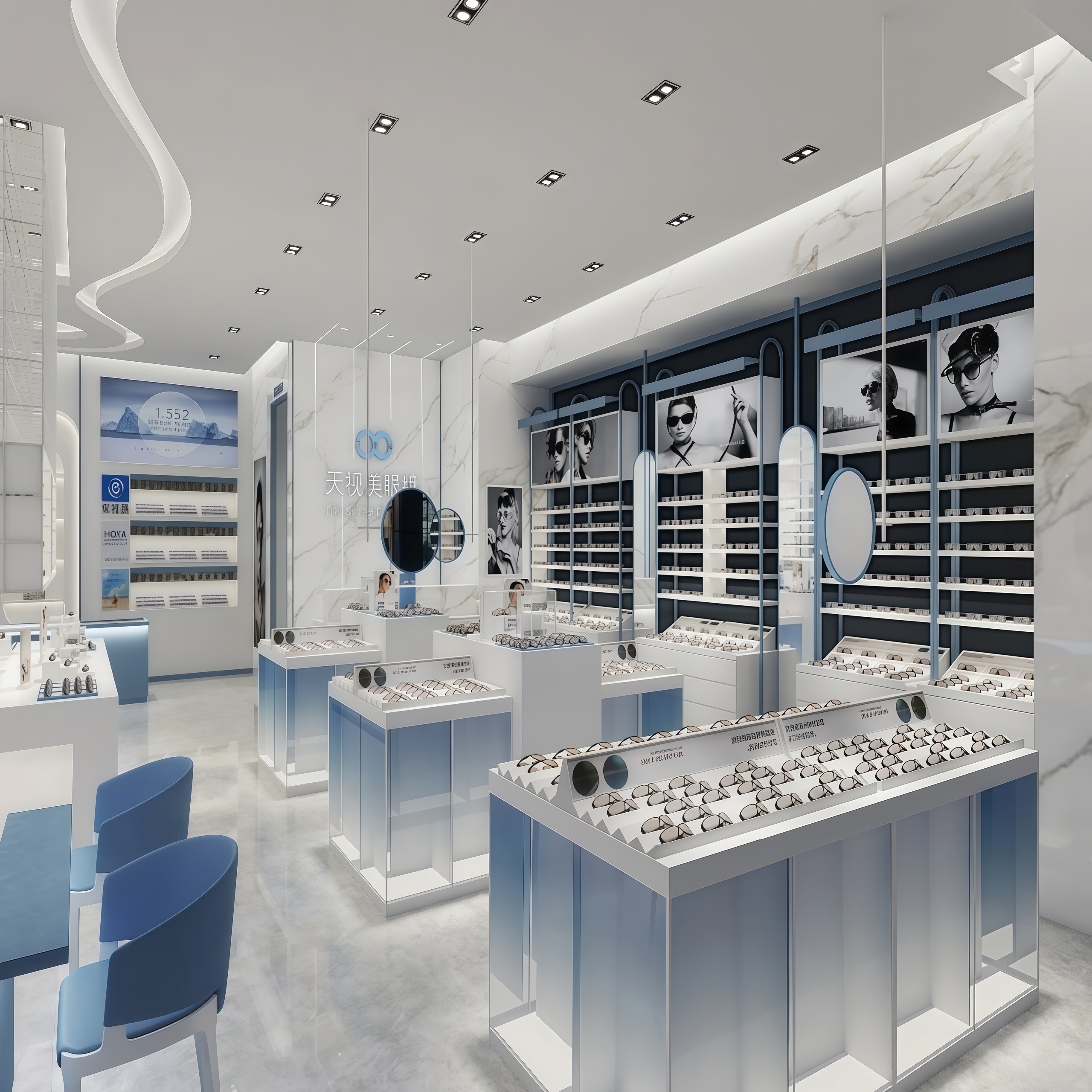 Modern Optical Display Cabinet LED Lighting Heavy Duty Eco-Friendly Design Free 3D Design for Sunglasses Eyeglasses Retail