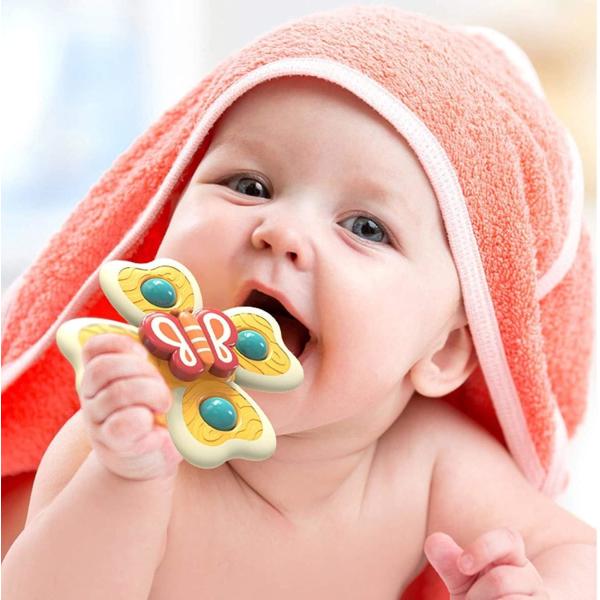 Unisex 3 Pack Suction Cup Spinner Toys for Baby Toddler Educational Suction Baby Toys