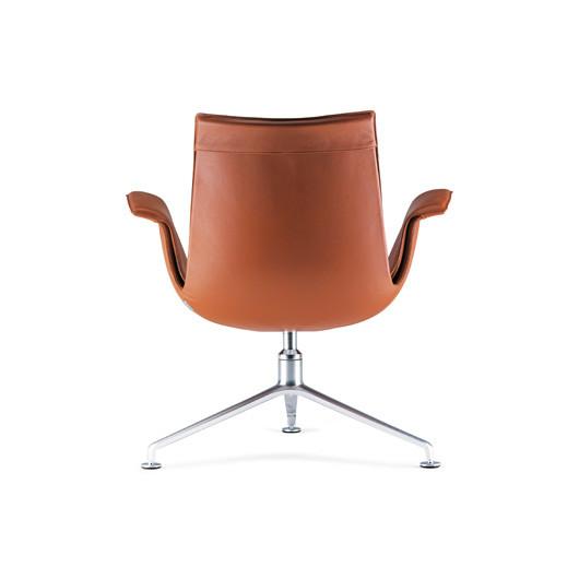FK Lounge Modern Classic Office Chair Low Back Leather Brushed Metal Foot Bucket