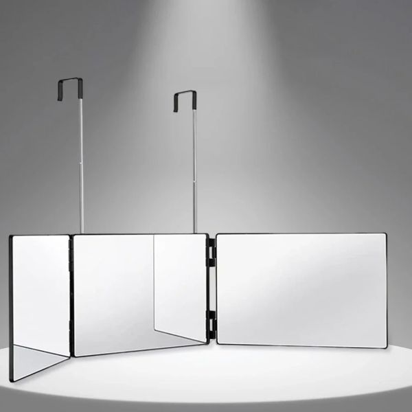 360 Degree Mirror with LED 3-Way Mirror Hair Self Cutting 3 Sides Folding Makeup Mirror with light(WH-MR-86)