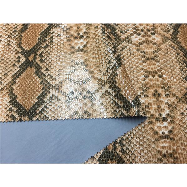 0.6mm Scuba Suede Printed Leather Fabric With Snake Skin Design Plus Lamination Effect
