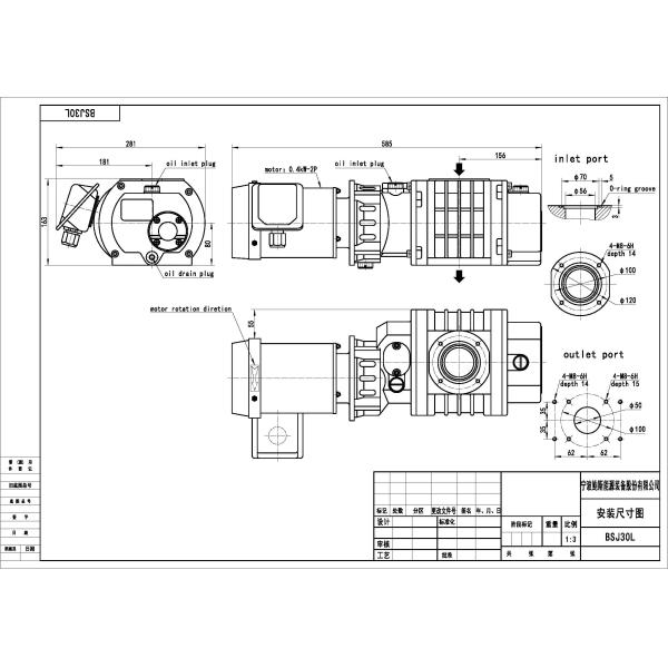 Аттестованный КЭ вакуумного насоса ракеты -носителя зеленого цвета армии 380/440В БСДЖ30Л механический