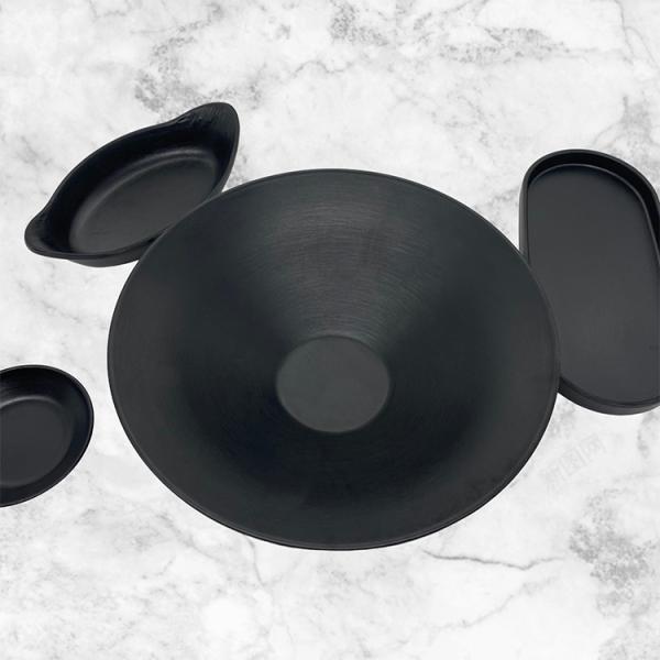 Restaurant Melamine Ramen Bowls Black Matte Round Jar Shape 10''
