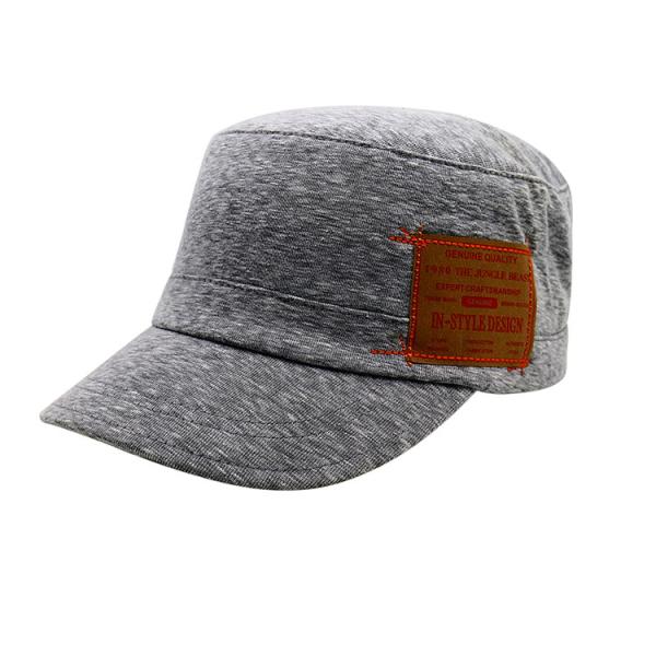 Customized leather patch LOGO Adjustable Cadet Hats , Flat Top Army Officer Hat Cool Design