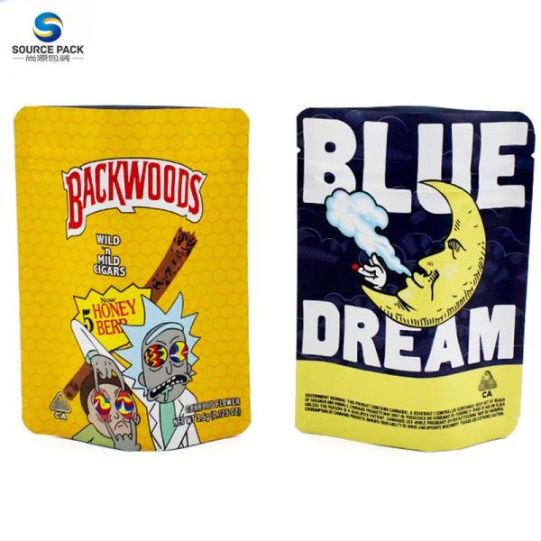 Mylar Zipper Childproof Weed Packaging Bag Marijuana Smell Proof Printing