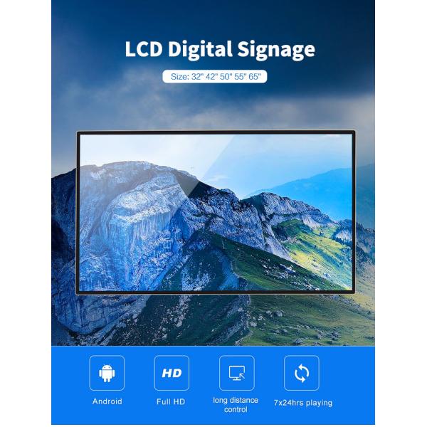 Slim Indoor Wall Mount Flat LCD Digital Signage Screen