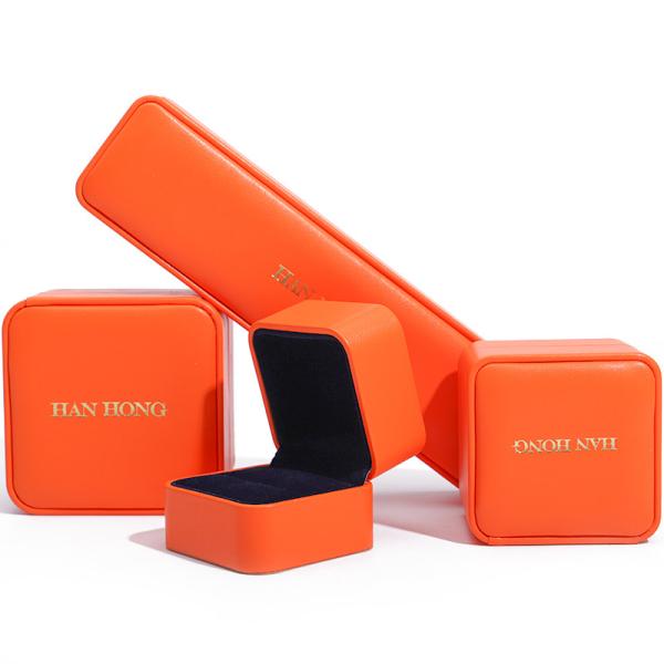 Hot-Stamping Smooth Faux Leather Jewelry Box Packaging Set Soft Velvet Lining