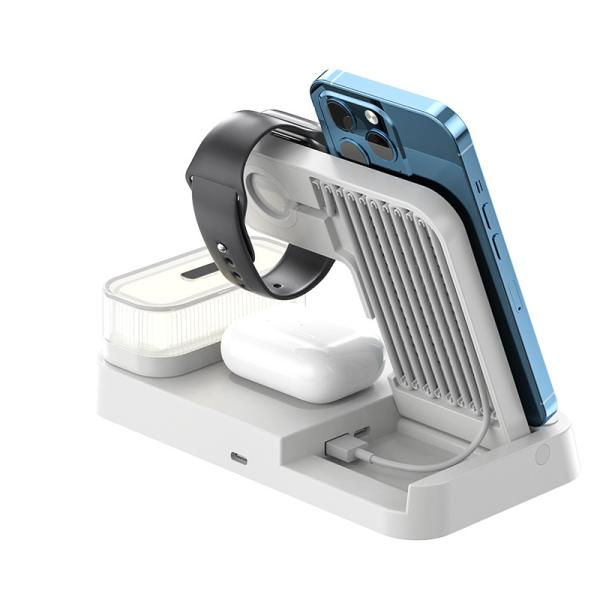 Black Multi Device Qi Charging Station , Wireless Charging Power Station 463g
