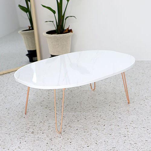 Adjustable base with marble color pvc film pressed wood table top MDF laminated