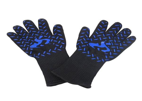 30 CM Safety Heat Resistant Work Gloves Blue Silicone Print Material