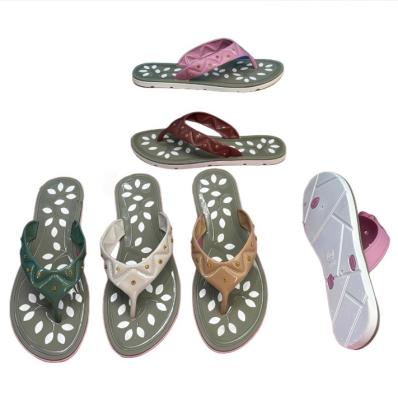 Multi-Colored Rivet Leaf Printed Eco-Friendly Durable PVC Outdoor Open Flip Flops Women Comfortable Spring/Summer/Autumn Daily