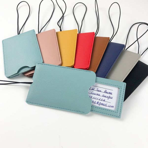 Fashionable PU Leather Luggage Name Tag Personalized Suitcase Label Custom Size