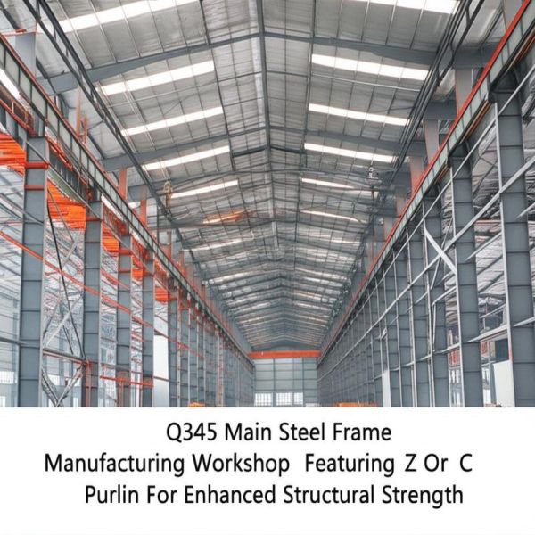 Q345 Main Steel Frame Prefab Steel Workshop with Z or C Purlin for More Than 50 Years Service Life