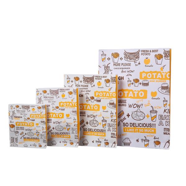 Food Grade Coated Paper Bag for Take Away Fast Food French Fries Burger Sandwich Snacks