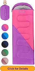 Outdoor Camping Children Sleeping Bag, Fit Boys and Girls 4 Season Comfortable Compact Sleeping Bag Mummy Camping