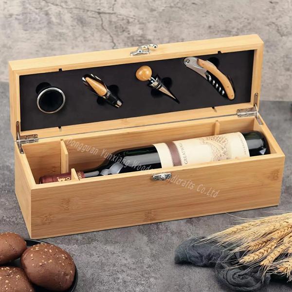 Sustainable Retro Wood Single Wine Bottle Box Holder Gift Christmas Day Wine Storage Case