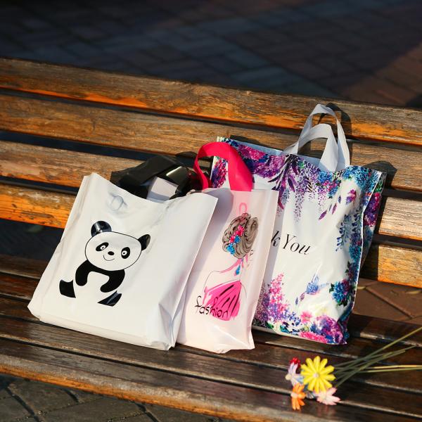 Multiple Patterns Floral Plastic Bags Boutique Gift Bag Clothing Packaging Soft Loop Handle Outdoor Shopping Accessories