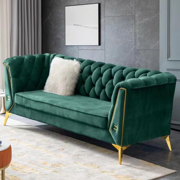 Hunter Marble Green Velvet Sofa Set Hotel Lobby Sofa ODM