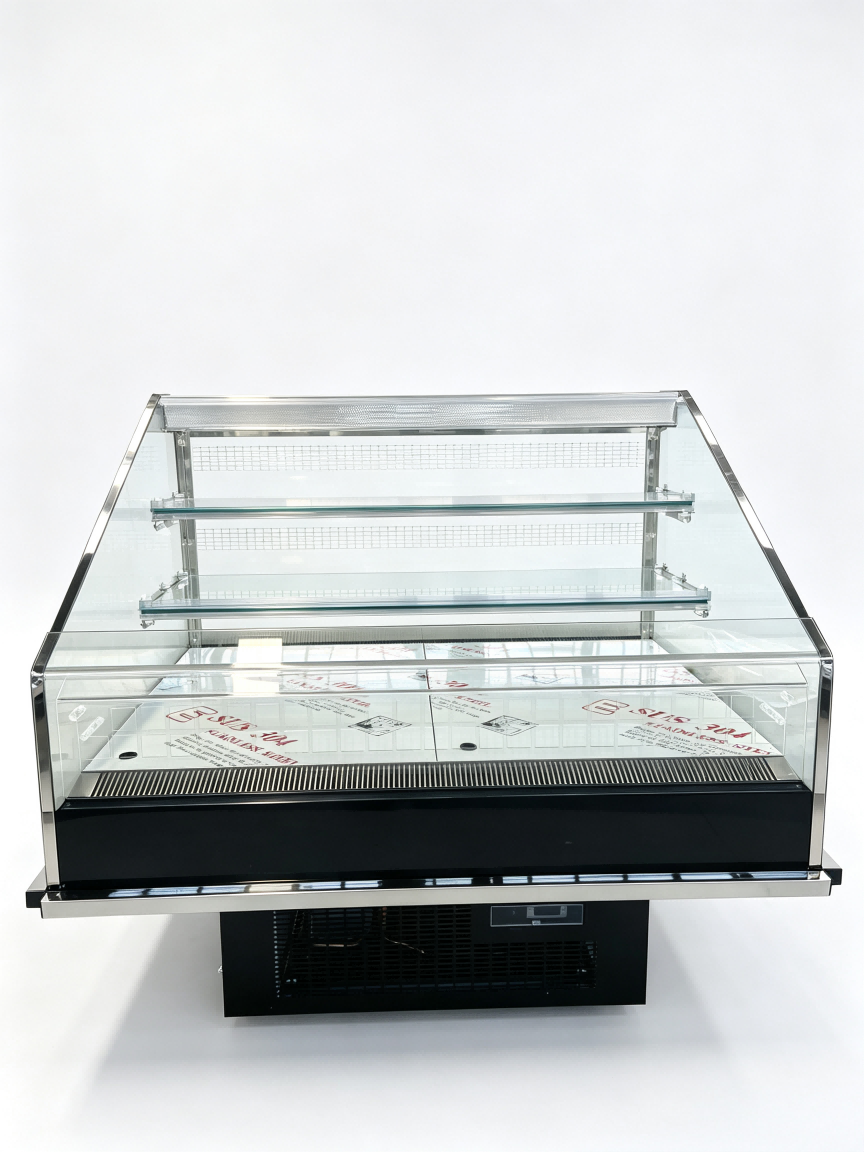 R290 Open Display Chiller With Transparent Body & Auto Water Evaporation