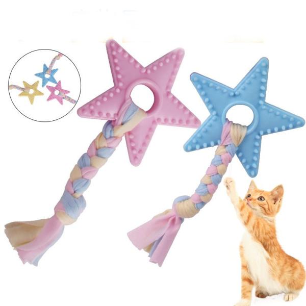 Зуба моляра тренировки укуса игрушки звезды любимца веревочки хлопка Chewers TPR игрушка устойчивого очищая