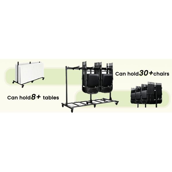 Heavy-Duty Folding Chair Rack With Wheels, 1000 Lbs Capacity Chair Dolly Cart For Folding Chairs, Tables, Schools, Churches, Weddings & Event Storage
