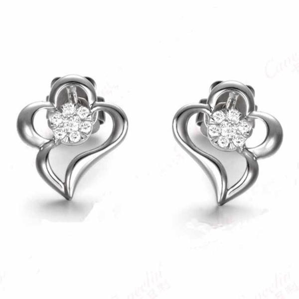 High Quality White Gold 0.14 Carat Daimonds  Stud Earrings for Women (GDE005)