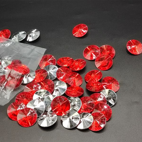 Modern-Style Red Acrylic Round Resin Button Flat Back Crystal Decorative for Kitchen Bathroom Dining and Living Room