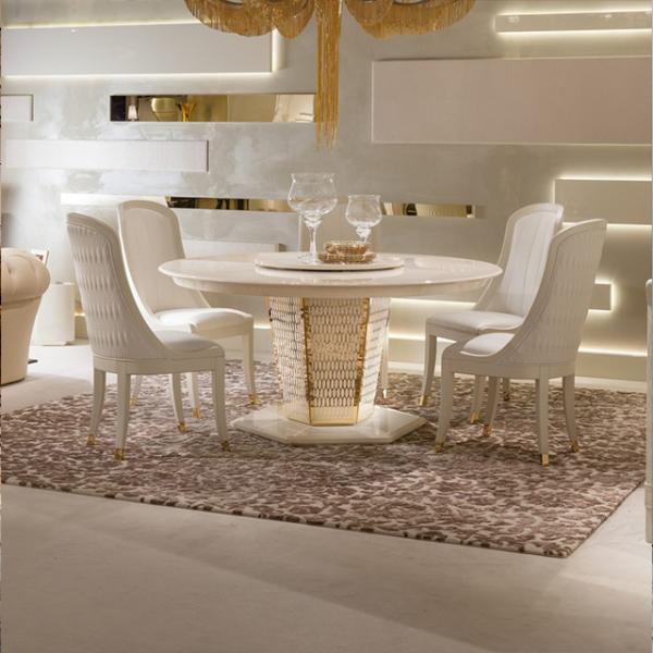 Итальянская роскошная столешница мрамора обеденного стола мезы с нержавеющим проводом