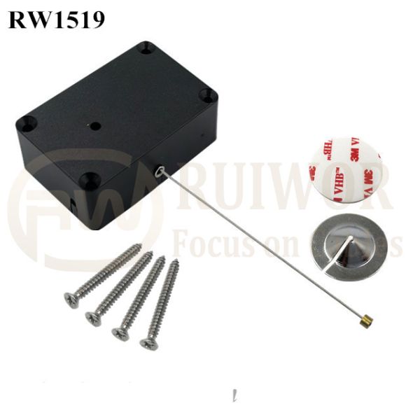 RW1519 Cuboid Multifunctional Retractable Cable With Dia 22mm Circular Sticky Metal Plate Used In Consumer Electronics Store