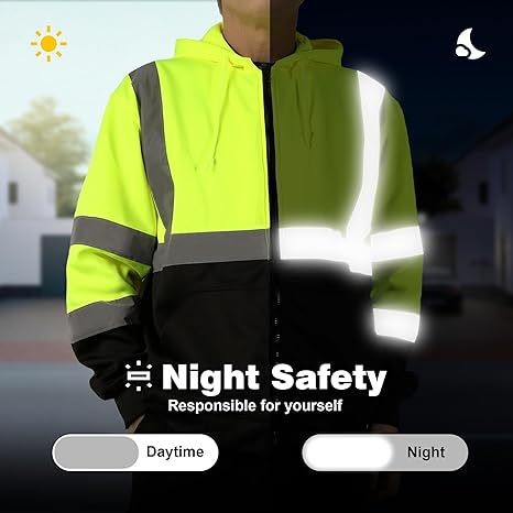 Строительная площадка Длинный рукав плюс шерстяный цип отражающий капюшон наружная освещенность безопасность американский размер кардиган пальто