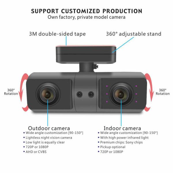 AHD Dual Lens Автомобильная камера для автомобилей Автомобильные камеры для такси Система видеонаблюдения
