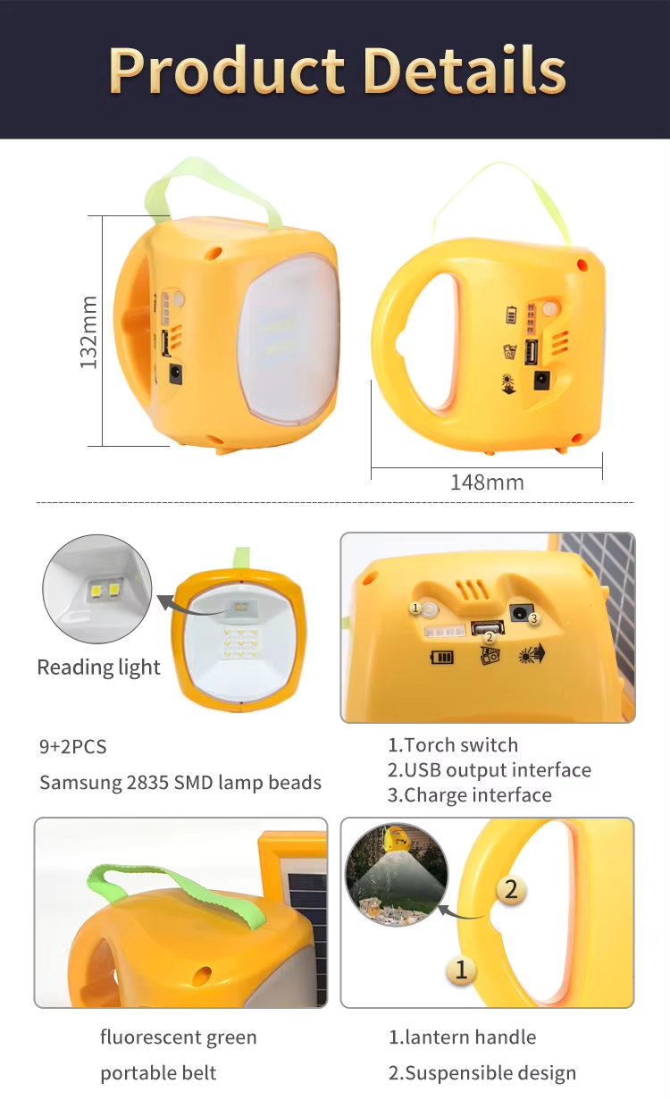 All-in-One Emergency , Solar Charging | 220 Lumens High Brightness , Portable Multi-Function Solar Camping Light