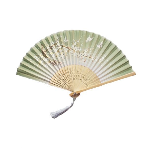 [I AM YOUR FANS] Chinese Flower Pattern Art Craft Gift Folding Fan Party Dance Ancient Style Clothing Hand Fan