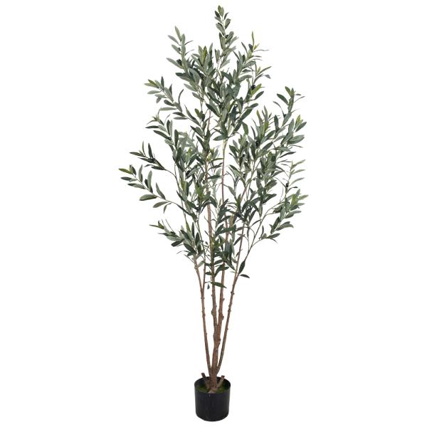 Multi-pole 7ft Artificial Olive Tree - Tall Faux Olive Trees Artificial Indoor - Large Fake Olive Tree Plant for Home Office Living Room Decor