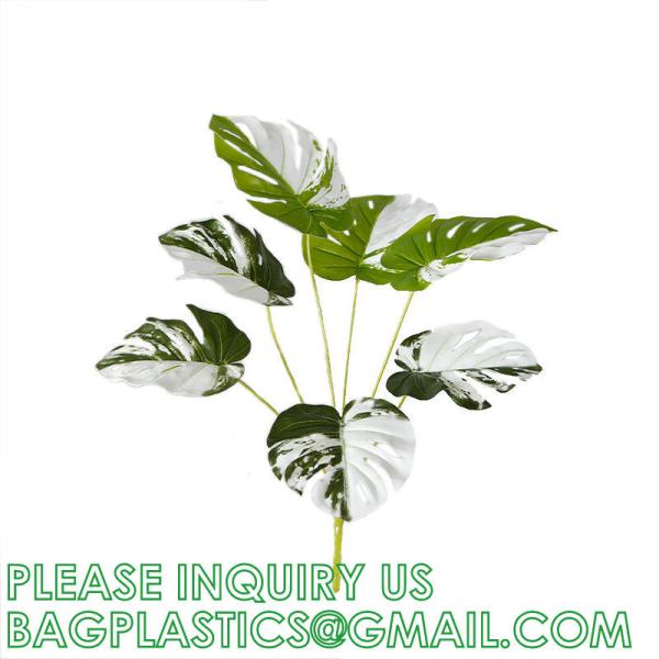 Palm Leaves Artificial Tropical Monstera-84Pcs 6 Kinds Large Small Green Fake Palm Leaf with Stems for Safari Jungle