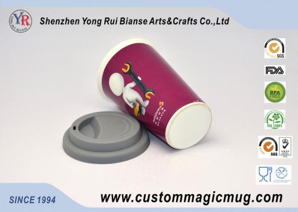 Red Porcelain Beverage Thermos Starbucks Ceramic Travel Mug With Silicone Lids