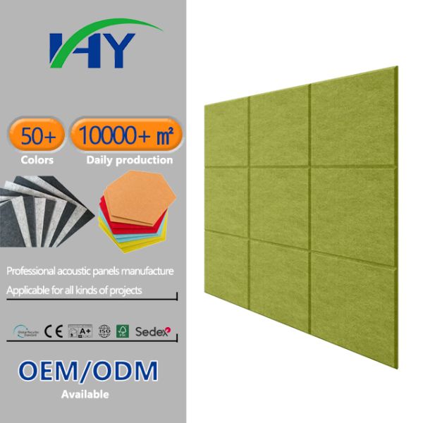 Eco Friendly PET Acoustic Panels 30x30cm Indoor Green Soundproofing Board