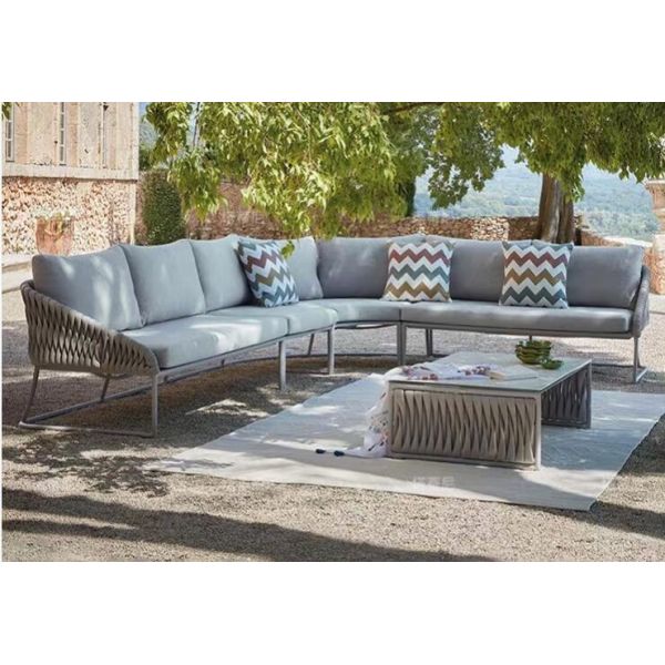 Rope Modern Luxury Waterproof Sofas Outdoor Rattan Wicker Sofa Set with Cushion