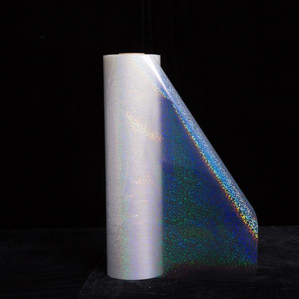 Película térmica holográfica transparente PET con pegamento EVA Solución de laminación en caliente para embalajes, etiquetas y cajas de regalo premium