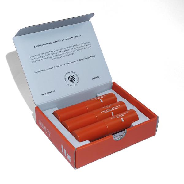 Cajas vacías de lápiz labial personalizadas de la moda Desigh Orange Caja de papel magnético del fabricante del embalaje