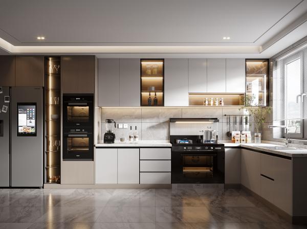 Set de gabinete de cocina moderno con despensa - colores y materiales personalizables