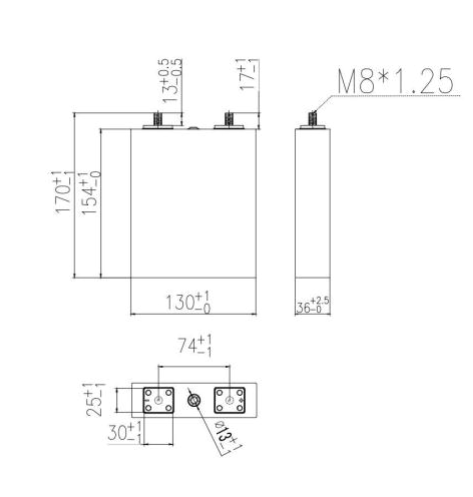 Клетки иона лития батареи M8 3.2V 60Ah LiFePO4 призменные для станции телекоммуникаций